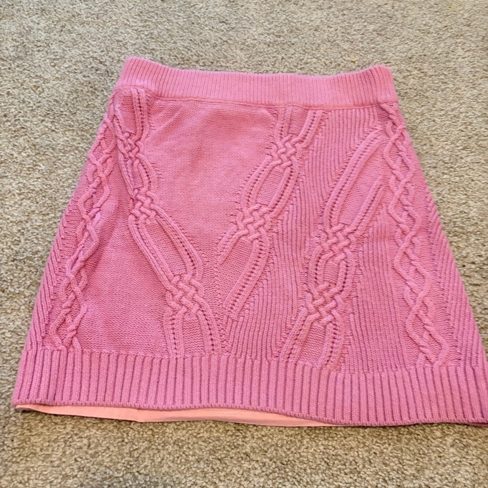 Maeve Anthropologie Cable Knit Sweater Skirt Womens S Pink Coquette Cozy Barbie - Picture 5 of 8